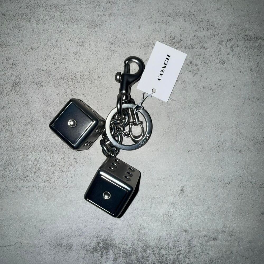Coach silver dice keychain